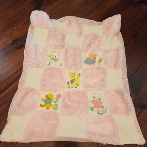 Kitschy Patchwork Ducks Pink Baby blanket vintage